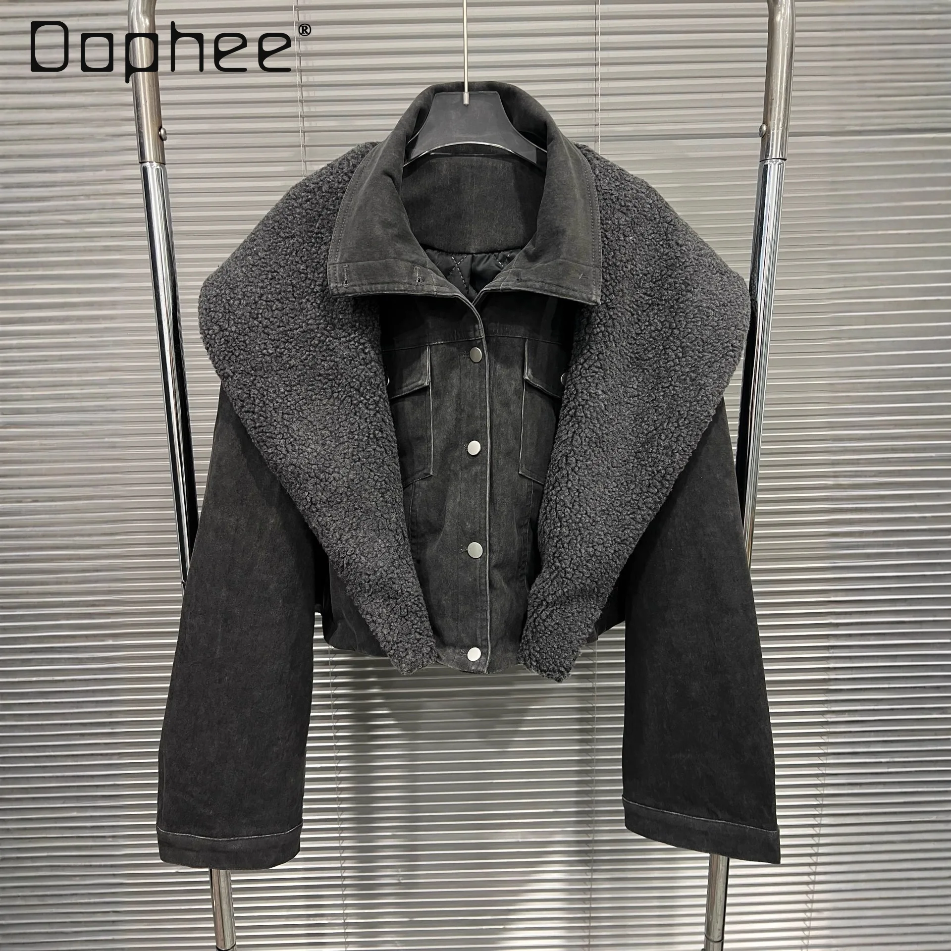 

Осень-зима 2022, новая американская ретро-верячая девушка, свободная утягивающая универсальная лоскутная куртка с длинными рукавами для женщин, модные панк-пальто