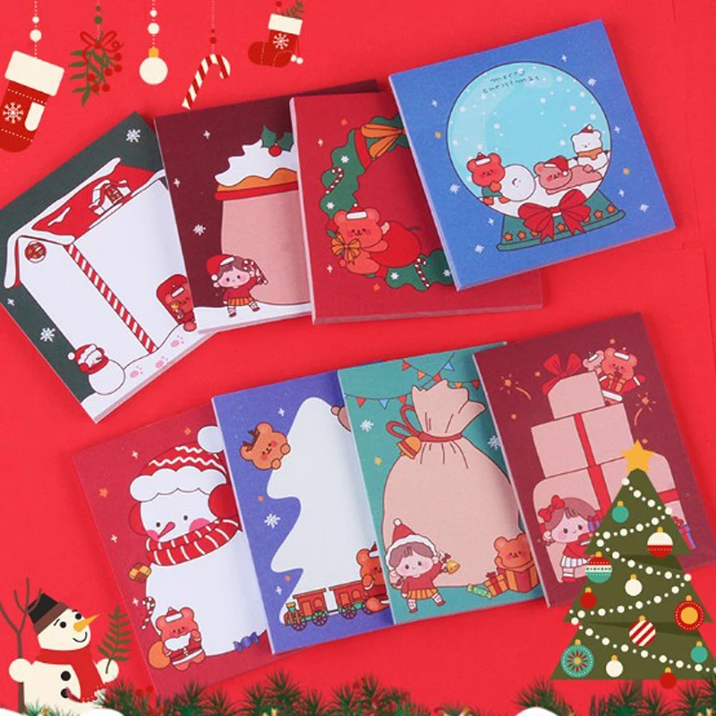 5pcs Cute Christmas Sticky Note Pads Notepads Journal School Stationery Office Kid Student Children Supplies 1pcs have 50 sheets