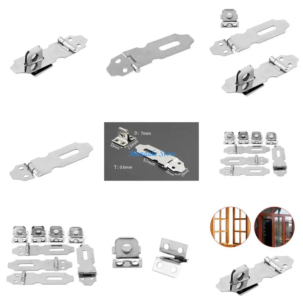 U2JC 4 Stück Home Schubladentür Sicherheitsvorhängeschloss für Riegel Haspe Klammer Edelstahl Nr. 5