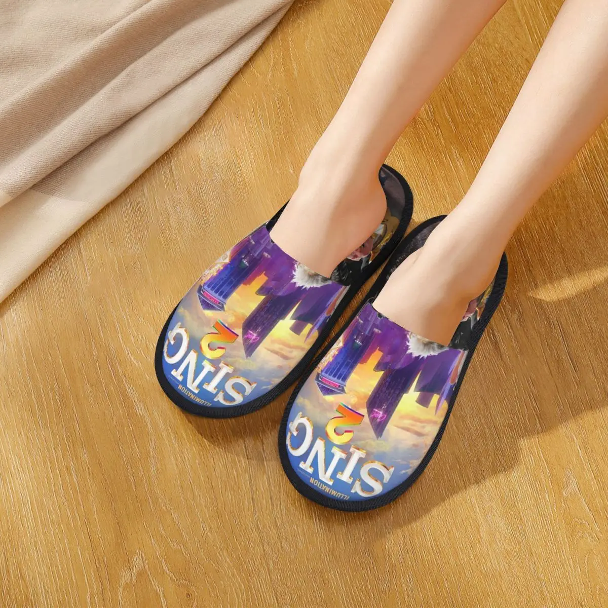 Winter House Slippers Cartoon Movie Sing 2 Accessories Household Fur Slippers Slides Bedroom Musical Comedy Soft Non-skid Slides view 5