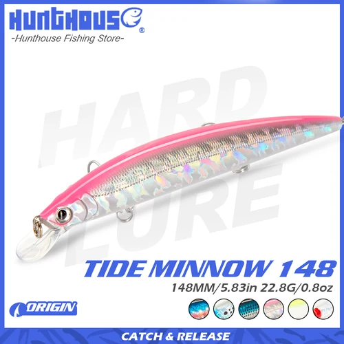 Hunthouse Tide Slim Minnow flotante 148mm 22,8g Isca Sea Bass señuelo de pesca Wobblers cebo duro Leurre Brochet océano playa pescado