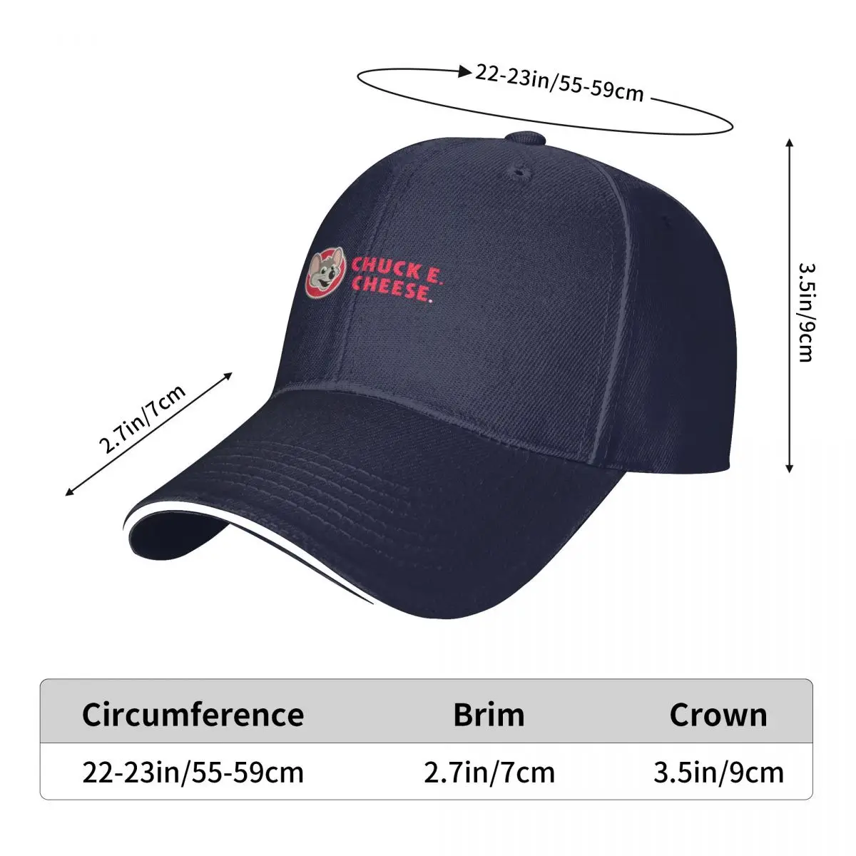 chuck e cheese Logo Cap Baseball Cap snapback cap wild ball hat cap for women Men's image 6