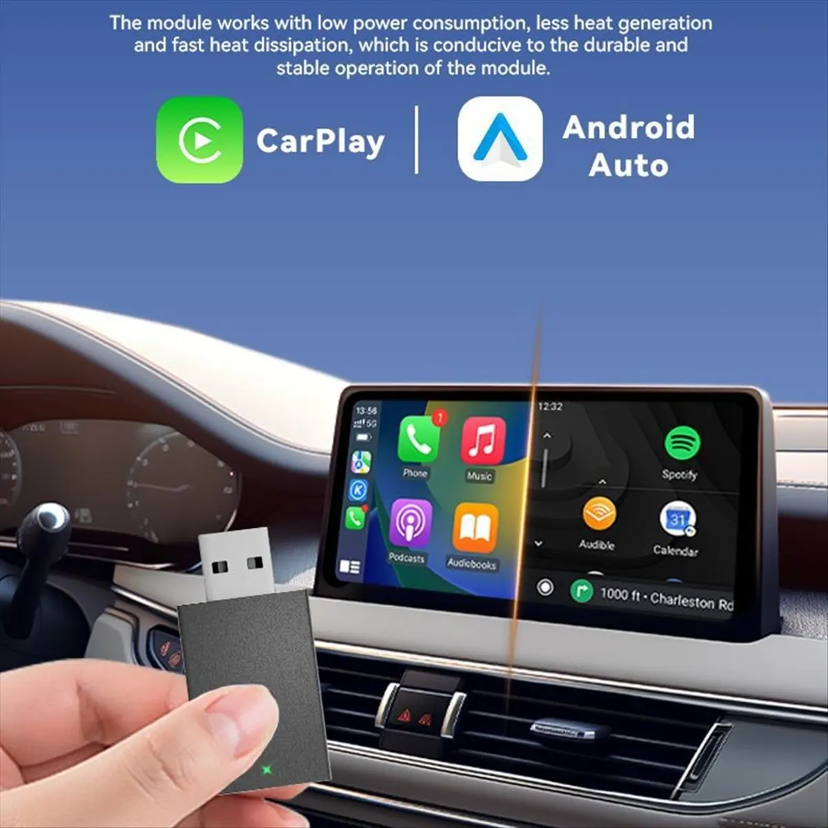 Mini Wireless Car CarPlay Dongel Adapter Smart Android Auto Box Wired to Wireless 2 in 1