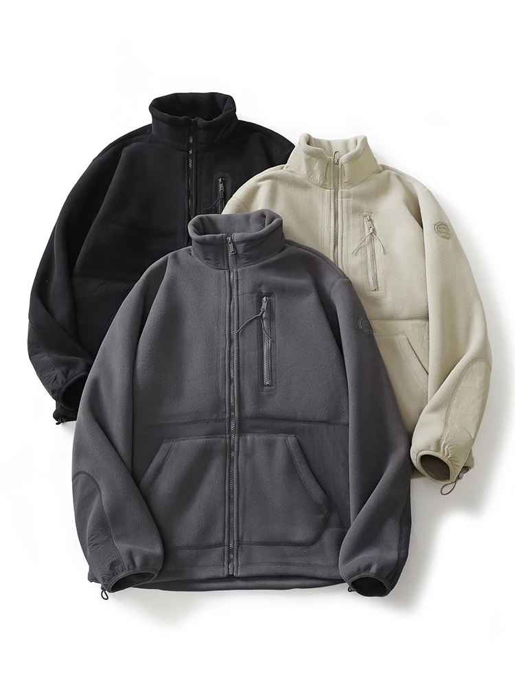 

Thiened Double-sided Fce Jaet Men's Warmth Outdoor Coat Lamb Velvet Stand Collar Fce-Lined Winter Casual Sle Zipper