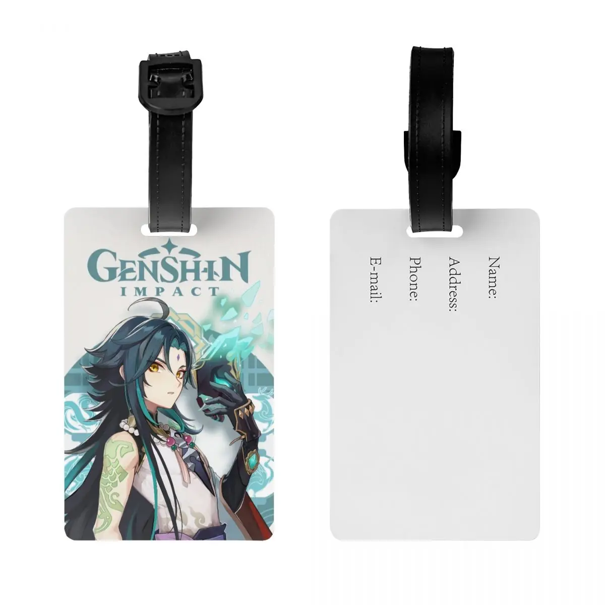 Custom Xiao Genshins Impacts Luggage Tag With Name Card Anime Gamer Privacy Cover ID Label for Travel Bag Suitcase