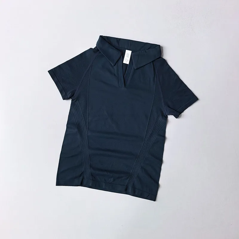 Sommer-Poloshirt mit Kragen, atmungsaktive Tennisbekleidung, Outdoor-Fitness-Sportbekleidung, Damen-Pilates-Yoga-Laufshirt, schnelltrocknendes Tennis-T-Shirt – Detail 8