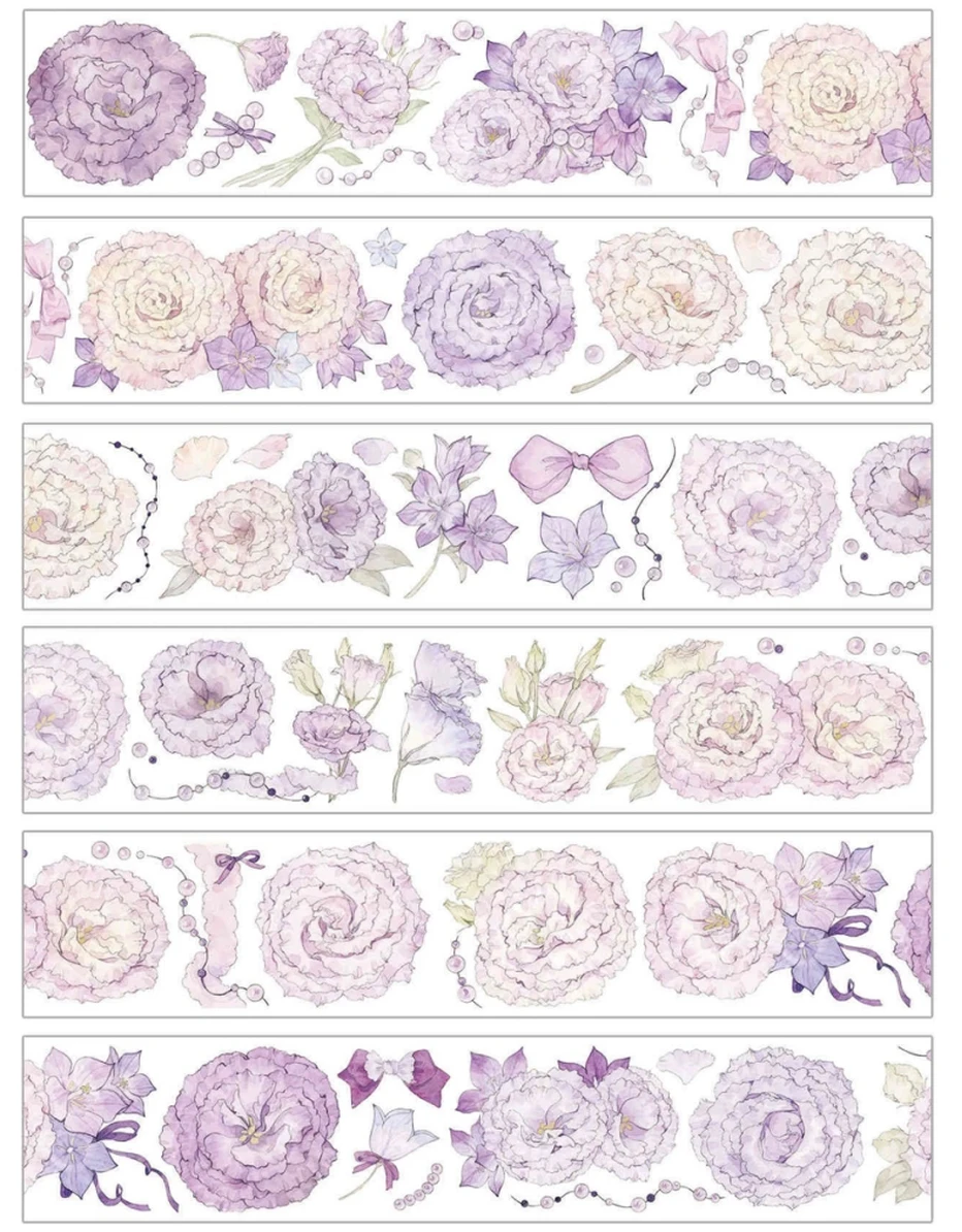 STOCK Clear - Eustoma Purple Pink Floral Washi PET Tape