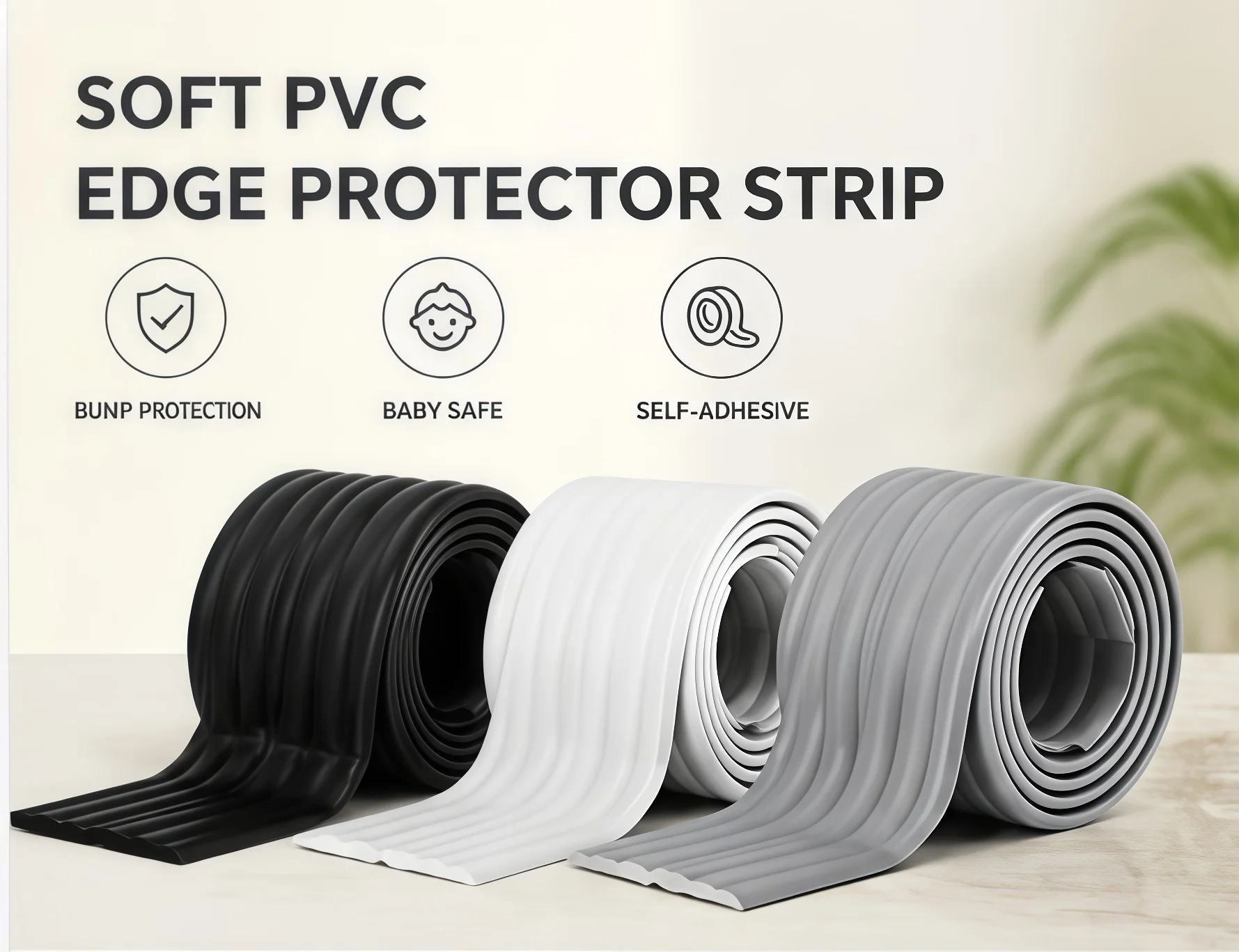 1pc 1m Self Adhesive Soft PVC Corner Protector Strip Flexible Edge Guard Tape for Table Desk Wall Corner Window Sill Protection
