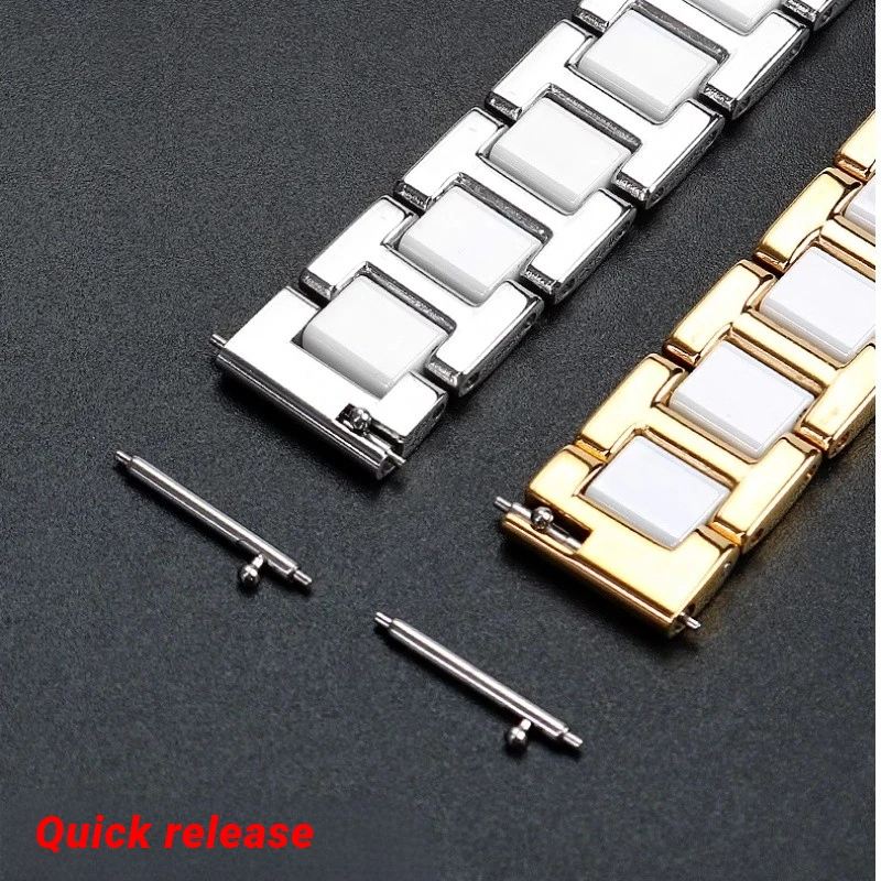 Quick release Watchband For Swarovski 5547642 5452498 5452501 Stainless steel ceramic Women watch strap 12mm 14mm 17mm wristband