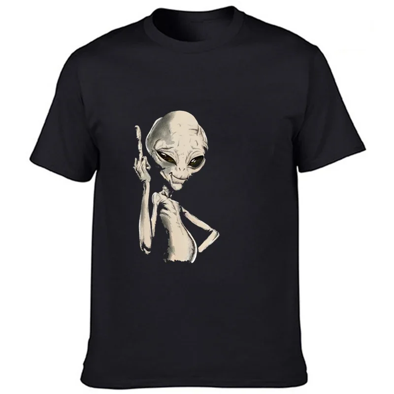 Men Clothing Funny The Alien Pattern T Shirt Fashion Novelty Cartoon Graphic T Shirts Women Men Casual Hip-hop Streetwear Tops