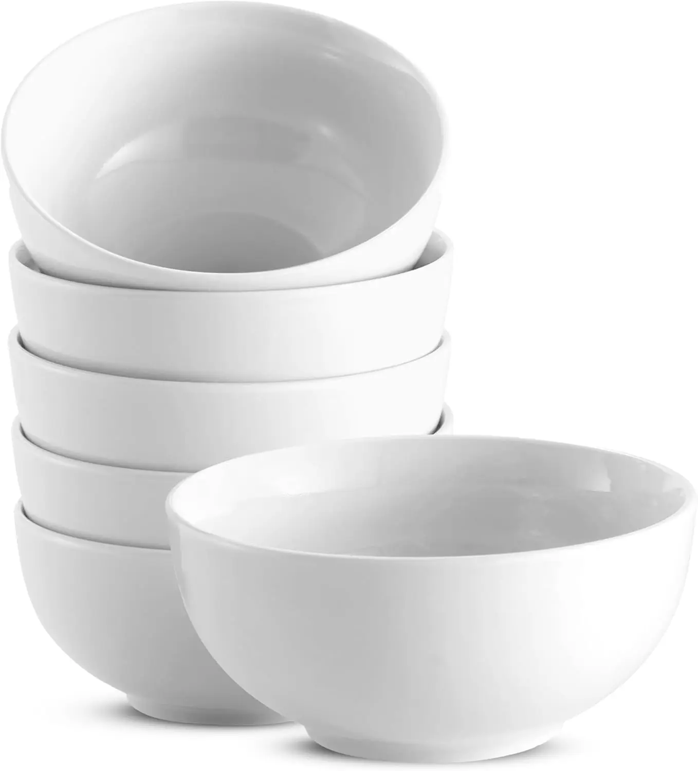 

Ceramic Soup Bowls, Set of 6, Microwave and Dishwasher Safe, Deep Interior for Pasta or Salad, White