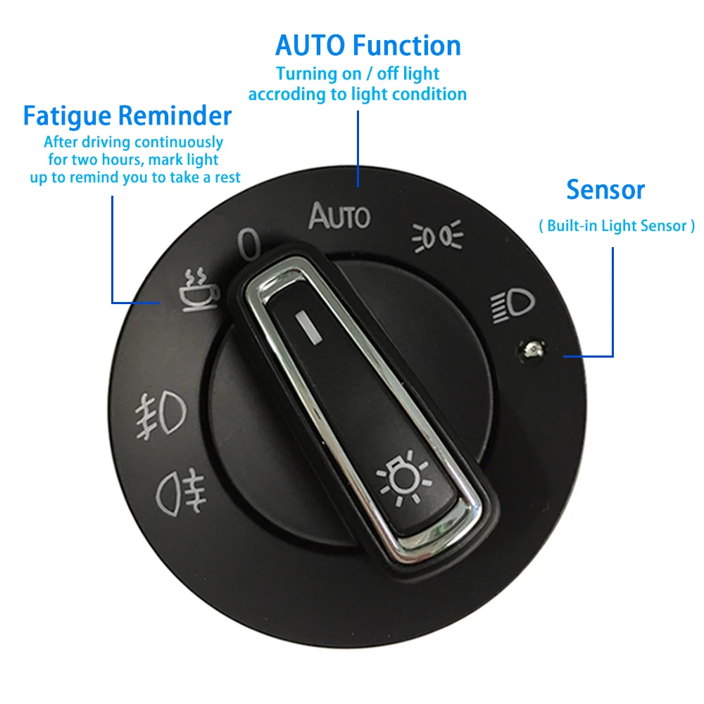 Auto headlight switch light dimmer button for VW golf mk7 jetta mk5 6 Transporter caddy 3 polo passat b6 b7 eos tiguan tuning