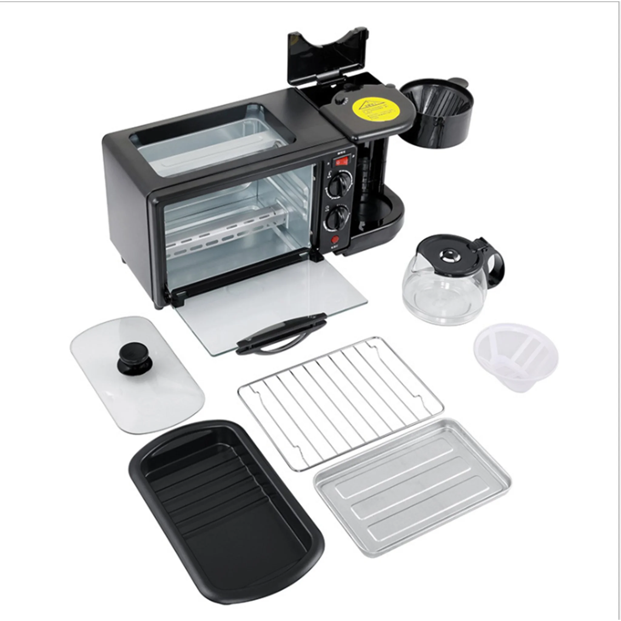 Multifunktions-Toaster mit Kaffee maschine & Toast grill & Koch platte 3 in 1 Frühstücks maschine