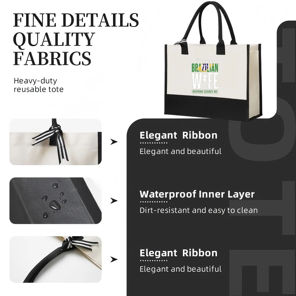 لدي زوجة برازيلية لا شيء يخيفني 2026 وصول جديد موضة عملية واسعة قابلة لإعادة الاستخدام حمل حقيبة نمط طباعة 2 لهجة Hea