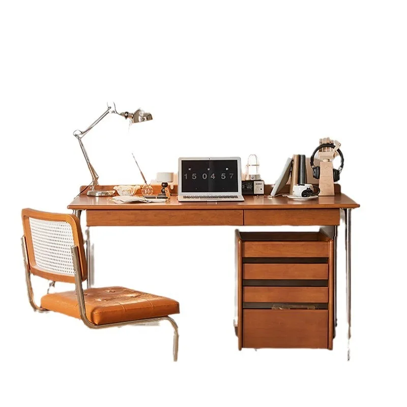 Retro solid wood desk antique study writing desk home desktop computer desk living room work with drawer