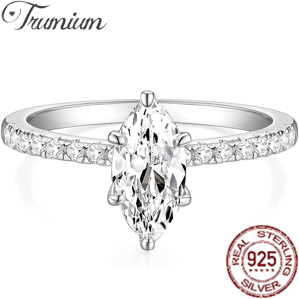 

Trumium 2CT 925 Sterling Silver Engagement Ring for Women Marquise Cut Cubic Zirconia Wedding Band Promise Anniversary Ring