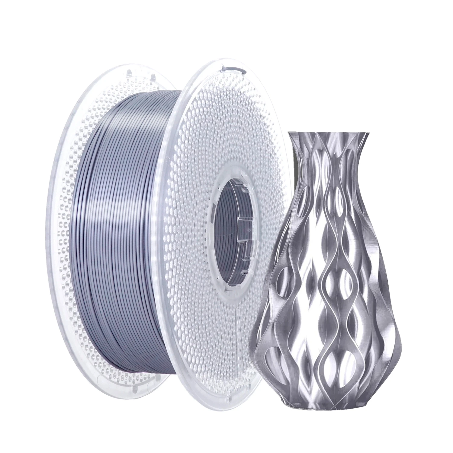 

Shiny Silver Silk PLA Filament 1.75mm 1KG: Compatible with Bambu Lab, Creality, Anycubic 3D Printers, High-Gloss Finish
