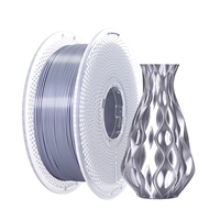 Shiny Silver Silk PLA Filament 1.75mm 1KG: Compatible with Bambu Lab, Creality, Anycubic 3D Printers, High-Gloss Finish