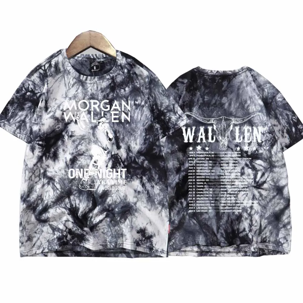 Morgan Wallen Tour 2024 Tie Dye Shirts Swift Fan T-Shirt Round Neck Short Sleeve Fans Gift