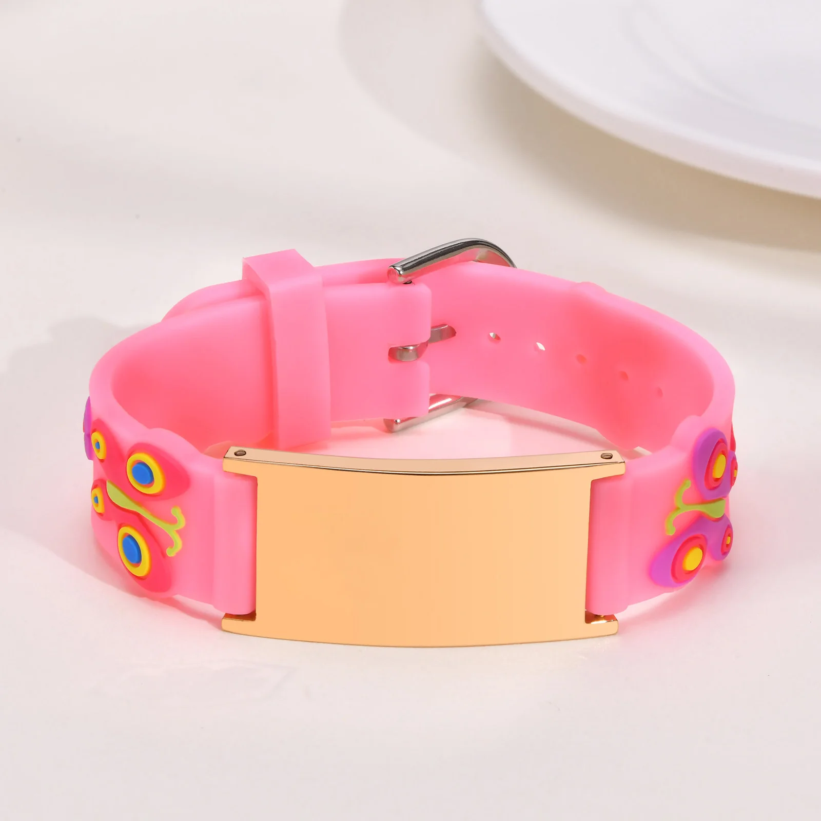 Custom Stainless Steel Silicone Bracelets, Adjustable Band Bracelet Bangle, Free Engraving Gift for Girls Boys