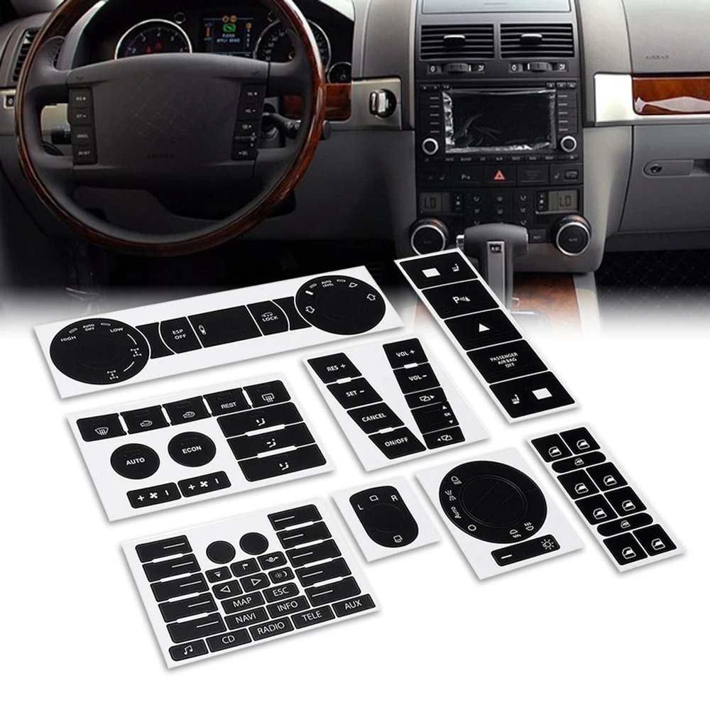 9 Set For VW For VOLKSWAGEN Touareg 2004-2009 Car Interior Stickers Radio+ A/C Climate Control Button Repair Decals Stickers - Image 6