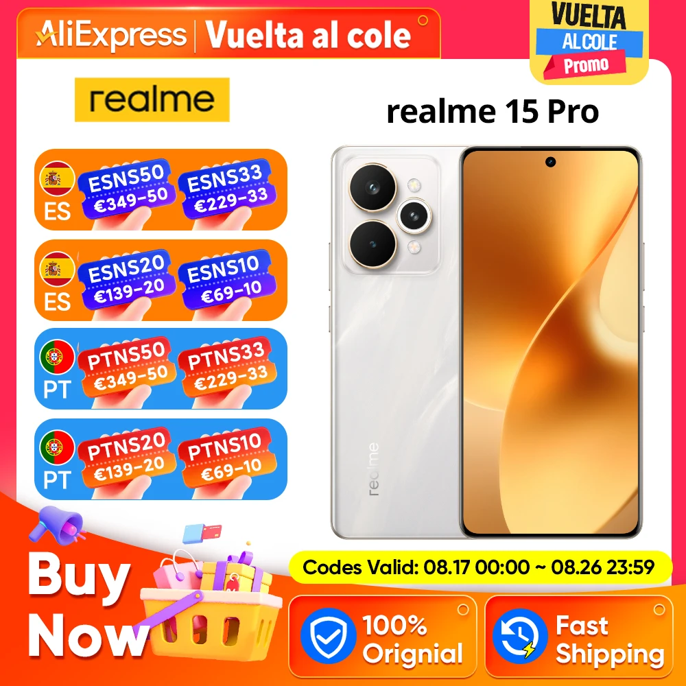 Versión global del smartphone realme 15 Pro 5G con chip Snapdragon 7 Gen 4, pantalla HyperGlow 4D Curve+ de 144 Hz y… — oferta en AliExpress