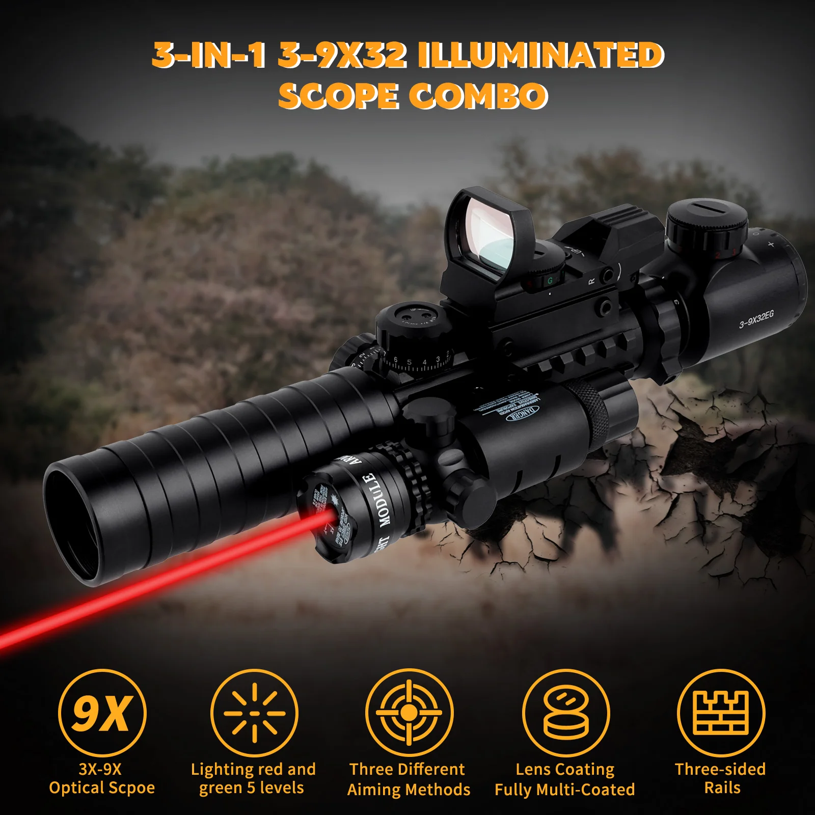 الجملة OEM ODM الأسهم البصرية التكتيكية تلسكوبي البصر 3-9X40 SFP للصدمات 800 جرام نطاق الصيد ميراس تلسكوبيكا