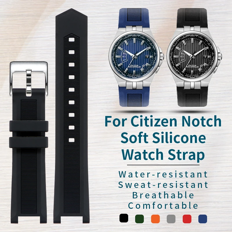 Compatible con la correa de silicona Eco-Drive para hombre Citizen Perpetual Calendar Series para modelos CB0164 y CB0160 | Correa de reloj con muescas
