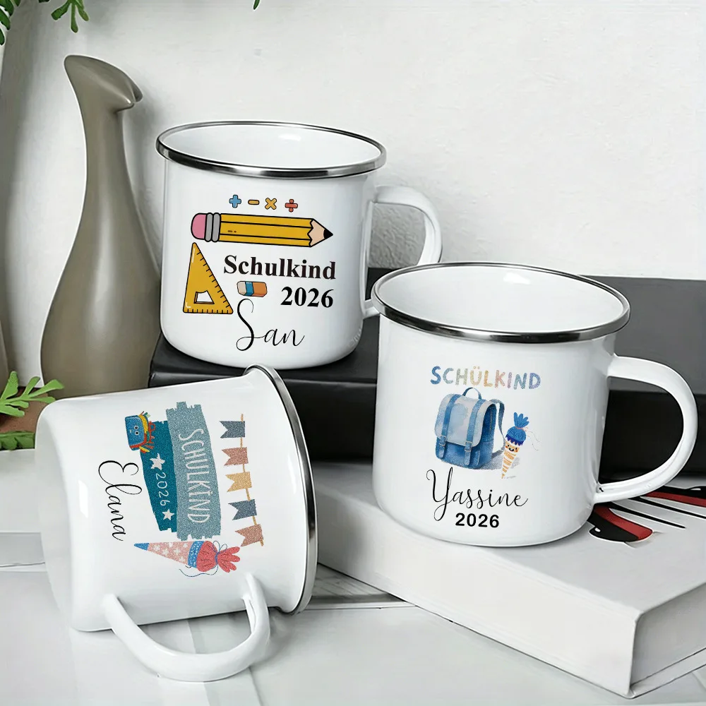 Personalized Back To School Gift 2026 German Schulkind 2026 Kids Enamel Mug First Day of School Gifts Children Enamel Cups