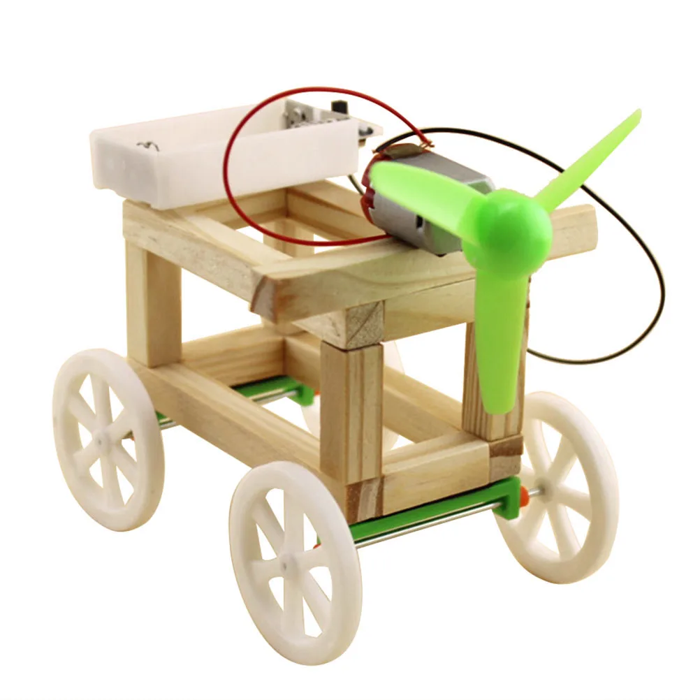 

Windmill Powered Car Toy Assemble Powerd DIY Kids Toys Wooden Parent-child Cars