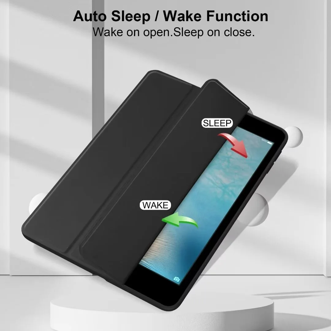 Acrylic Case For iPad mini 7 8.3inch Tri-fold Book Leather Tablet Cover For mini4 mini 5 mini 6th