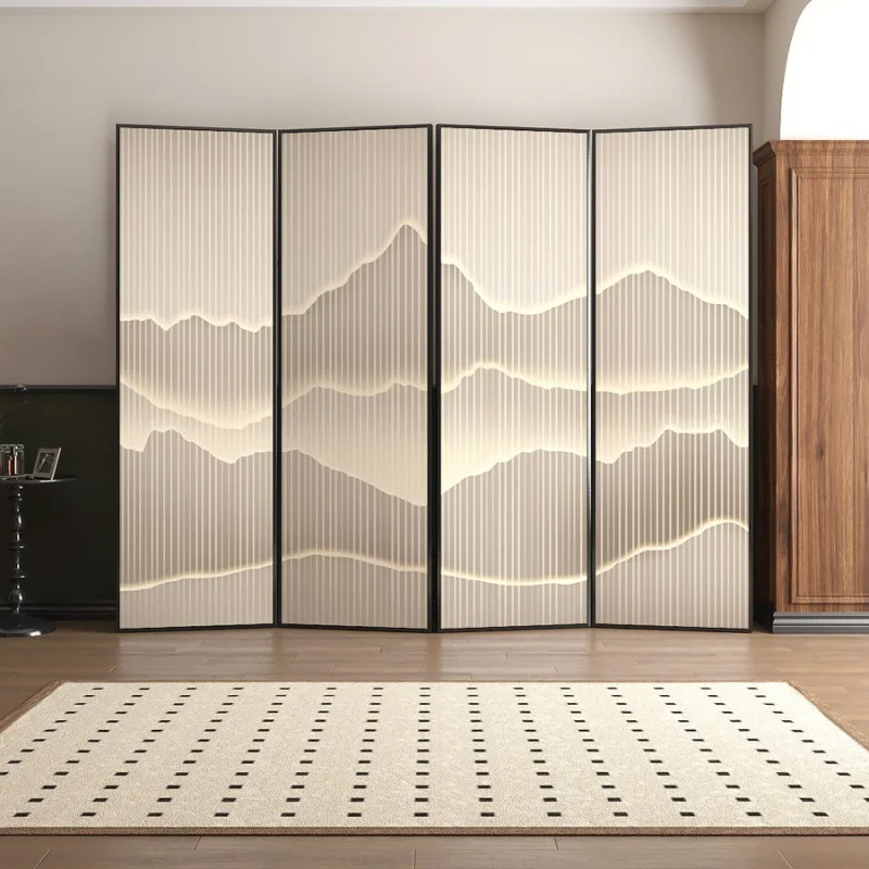 Customized Aluminum Alloy Screen Partition Living Room, Light Luxury Simple Modern Style Folding Mobile Landscape Ho