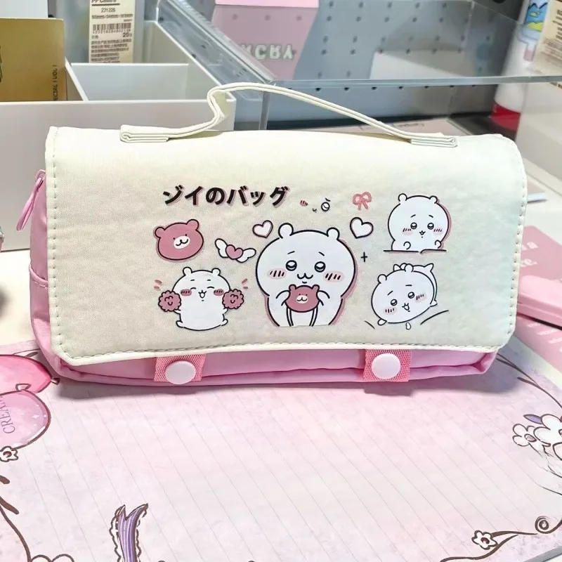 Chiikawa Hachiware Pencil Box Cartoon Usagi Cute Student Stationery Zipper Storage Pencil Bag Large Capacity Kawaii Gift