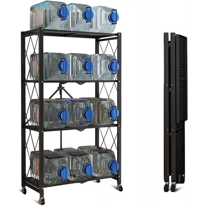 Storage Shelves, Closet Organizers and Storage 4-Shelf Foldable Metal Shelving Units 28" W x 14" D x 50" H for Garage Kitchen