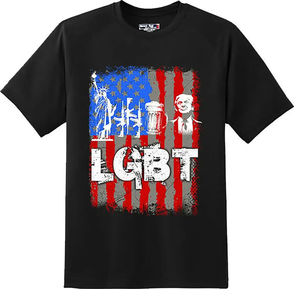 Liberty Gun Beer Trump America Freedom T Shirt  New Graphic TeeHigh Quality 100%Cotton Short Sleeve