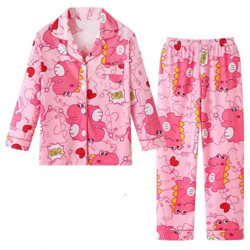 Spring and Autumn Pajamas Printing Casual Fashion for Boys Long Sleeved Cardigans for Boys and Girls Home Clothing Sets