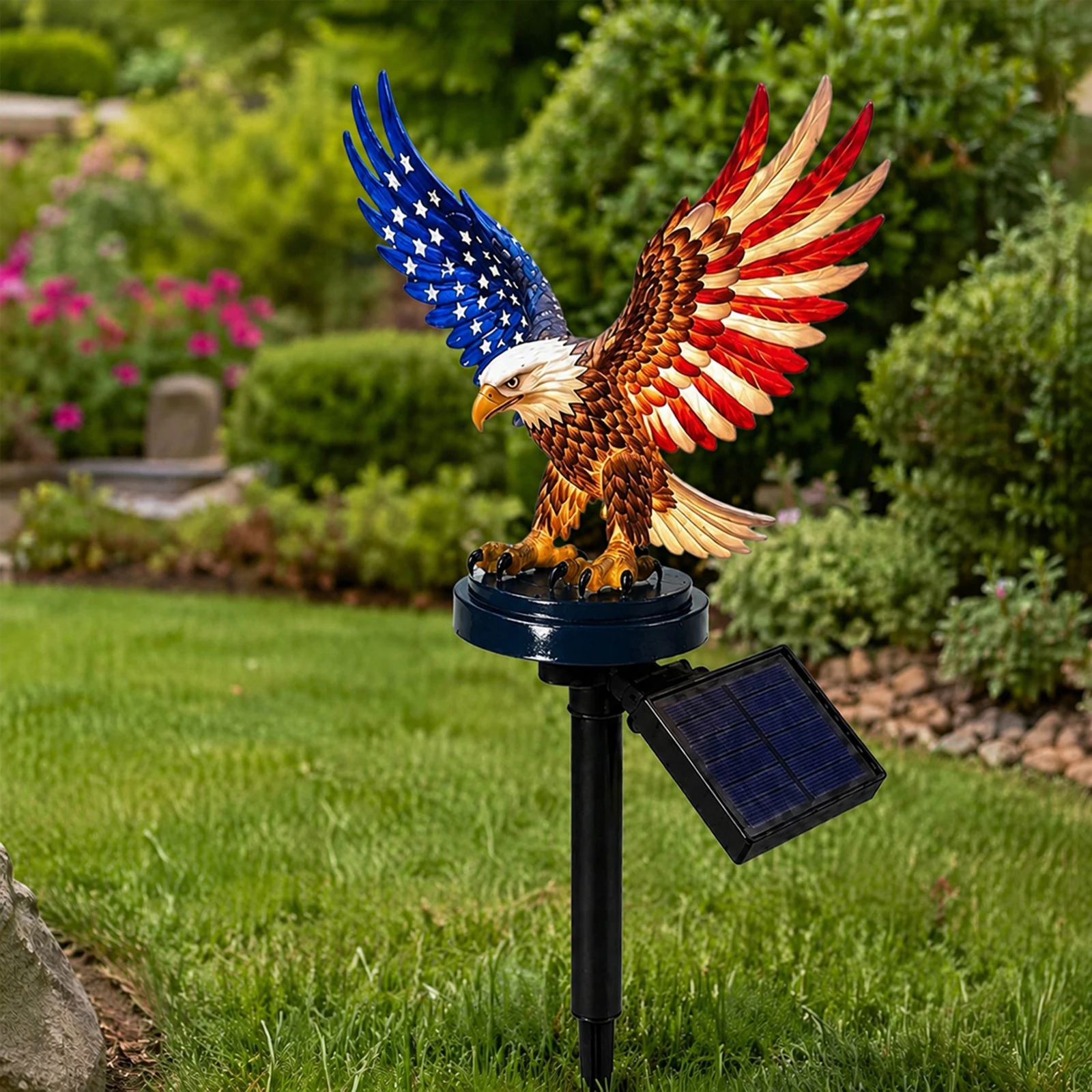 Solar Powered Personalized Eagle Garden Light America 250th Anniversary Garden Lights Eagle Garden Stakes for Memorial Day Decor