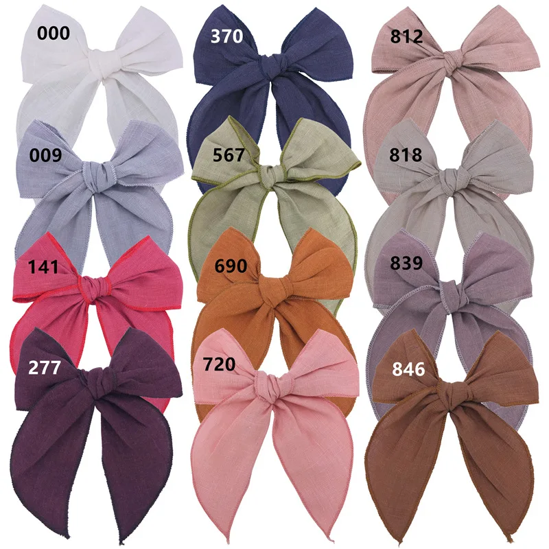 

Large 5" Fable Bow Hair Clips for Baby Girls Women Hemmed Hairbow Long Tails Embroidered Bows Hairpins Barrettes Kids Hairgrips