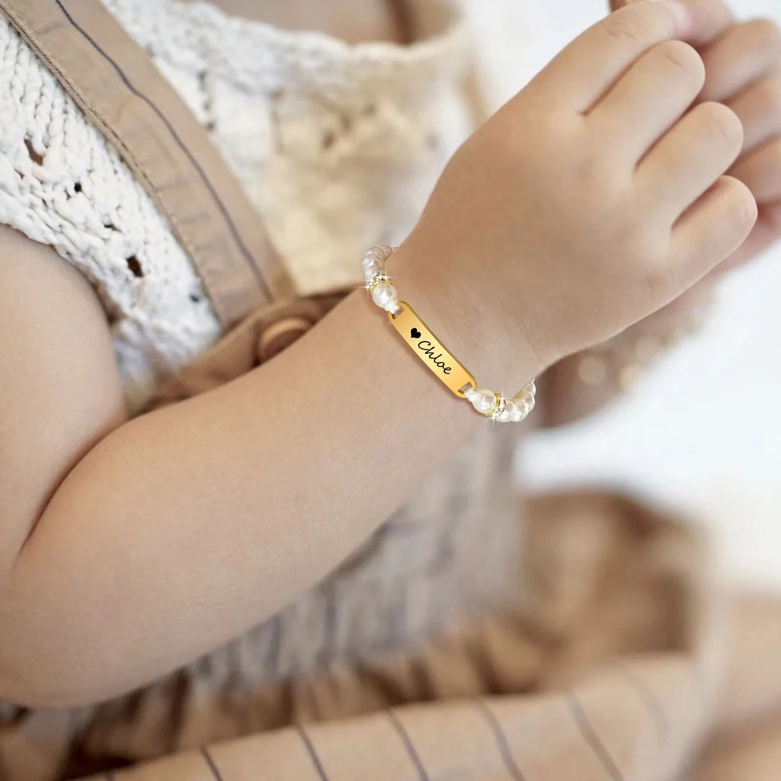 Vnox Free Customized Engraved Name Baby Bracelets Birthday Gifts for Boys Girls, Anti Allergy Stainless Steel Custom Jewelry