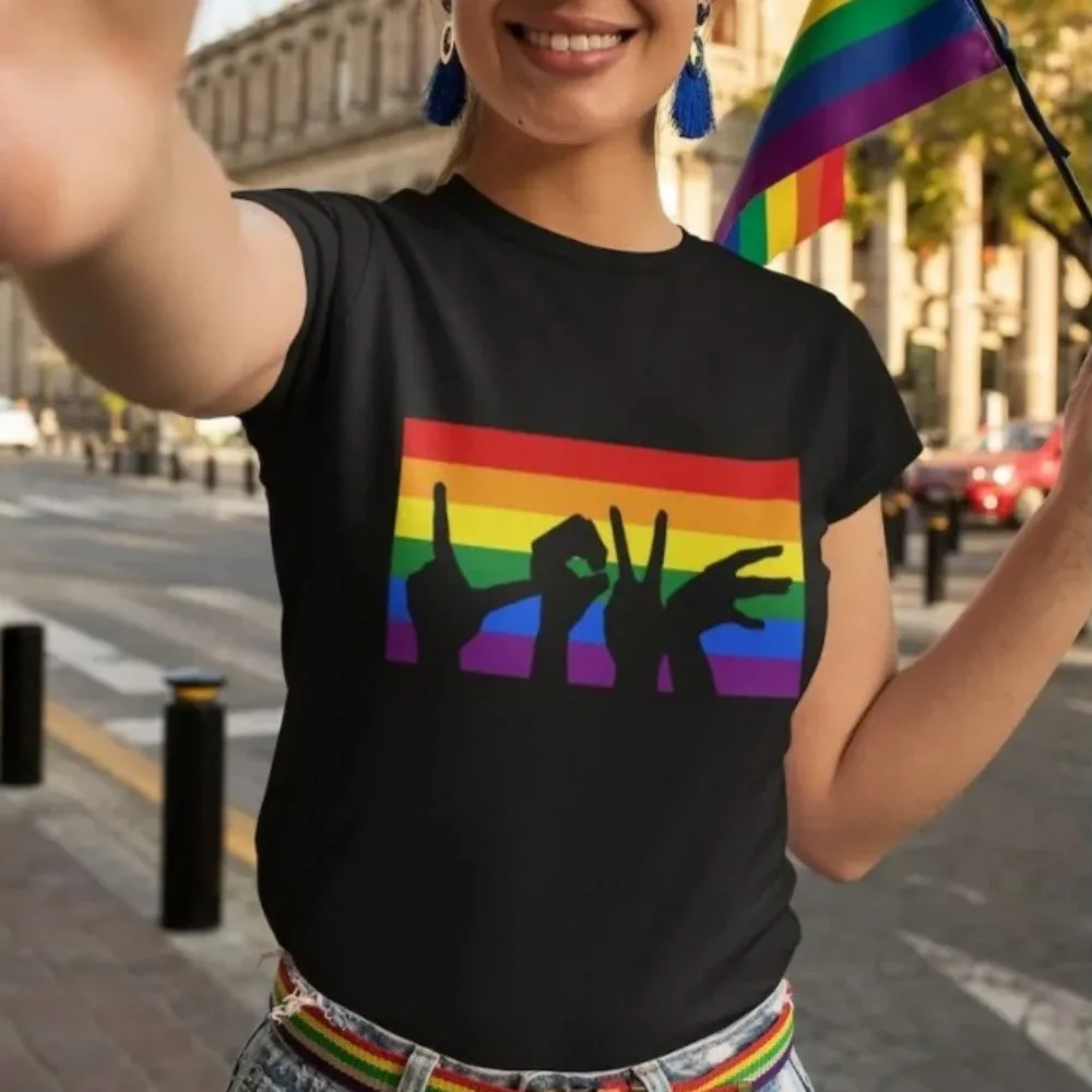 LOVE and PRIDE Unisex Cotton Tee Tops LGBT Rainbow Gay Pride T-Shirt Pride Month Shirts Men Women Universal Summer Short Sleeve