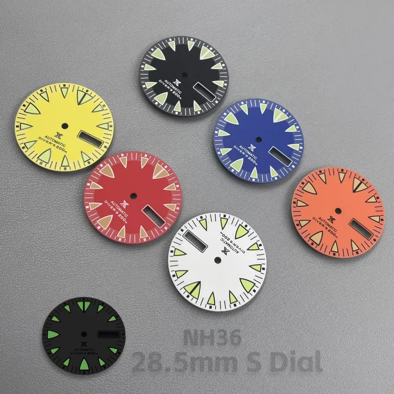 

28.5mm S logo NH36 Dial Green Luminous Suitable for NH36/4R36 Movement Watch Modification Parts