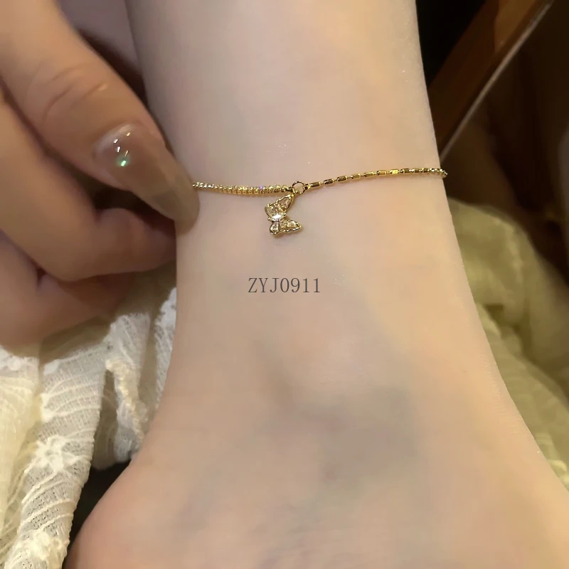 Versione coreana del vento dolce fata farfalla cavigliera luce lusso temperamento estivo avanzata catena del piede donna