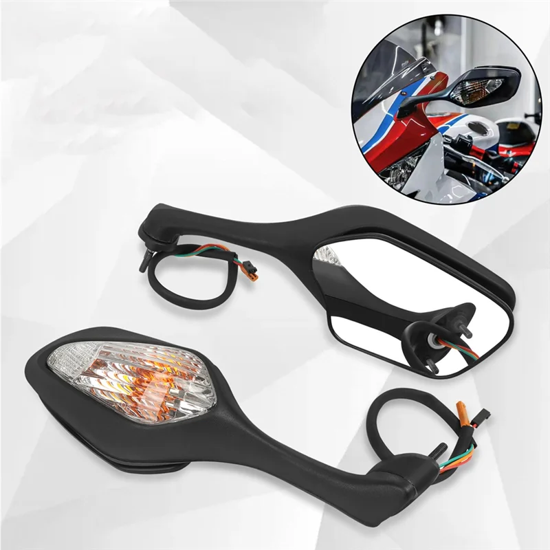 

High Quality Motorcycle Rearview LED Turn Signal Side Mirrors Black For Honda CBR1000RR 2010-2012 VFR1200 2008-2013