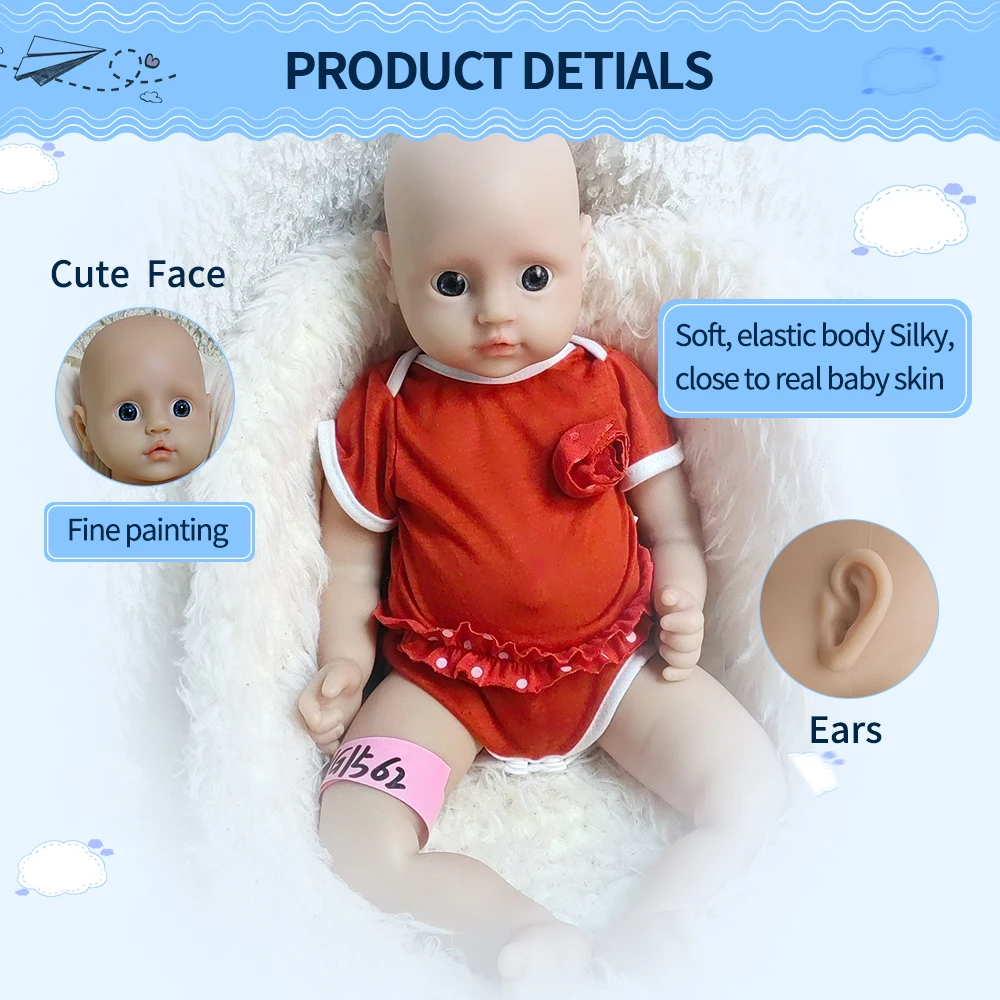 WW1562 46cm (18inch) 2700g 100% Full Body Silicone Reborn Baby Doll Realistic Girl Unpainted Dolls DIY Blank Children Toys