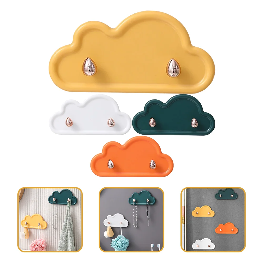 4 Pcs Cloud Hook Delicate Texture Wall Stick On Hooks Key Durable Adhesive Clothes Plastic Towel