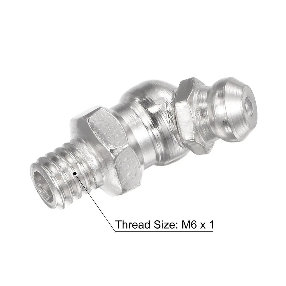 10pcs Nickel-Plated 45 Degree Grease Fitting M6 X 1mm Thread Hydraulic With High Hardness, Rust-proof, And Oil-proof, Ensuring