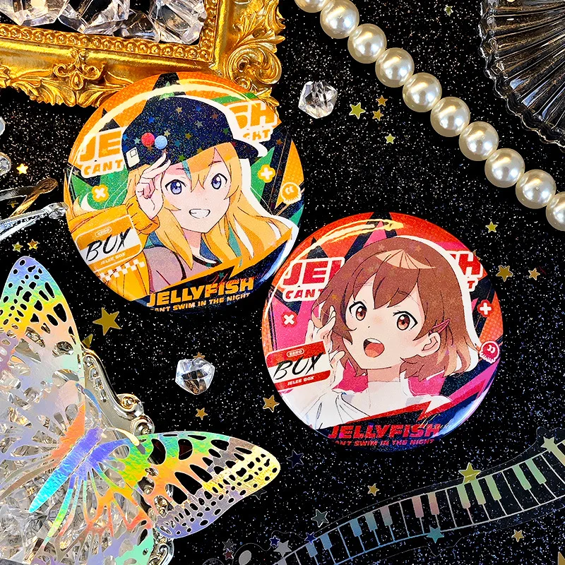 Mahiru Kozuki Animation Derivative Laser Tinplate Bottom Badge Kano Yamanouchi Cool Band Girl for Backpack Hat Jewelry Gifts