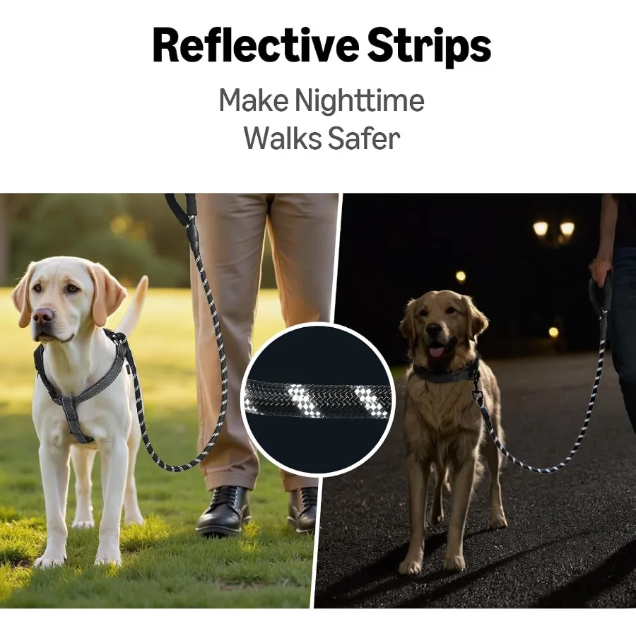 مقود كلب مستدير عالي التحمل، حبل متين للكلاب الصغيرة والمتوسطة والكبيرة، تصميم خفيف الوزن للتدريب على المشي والعمل في الهواء الطلق