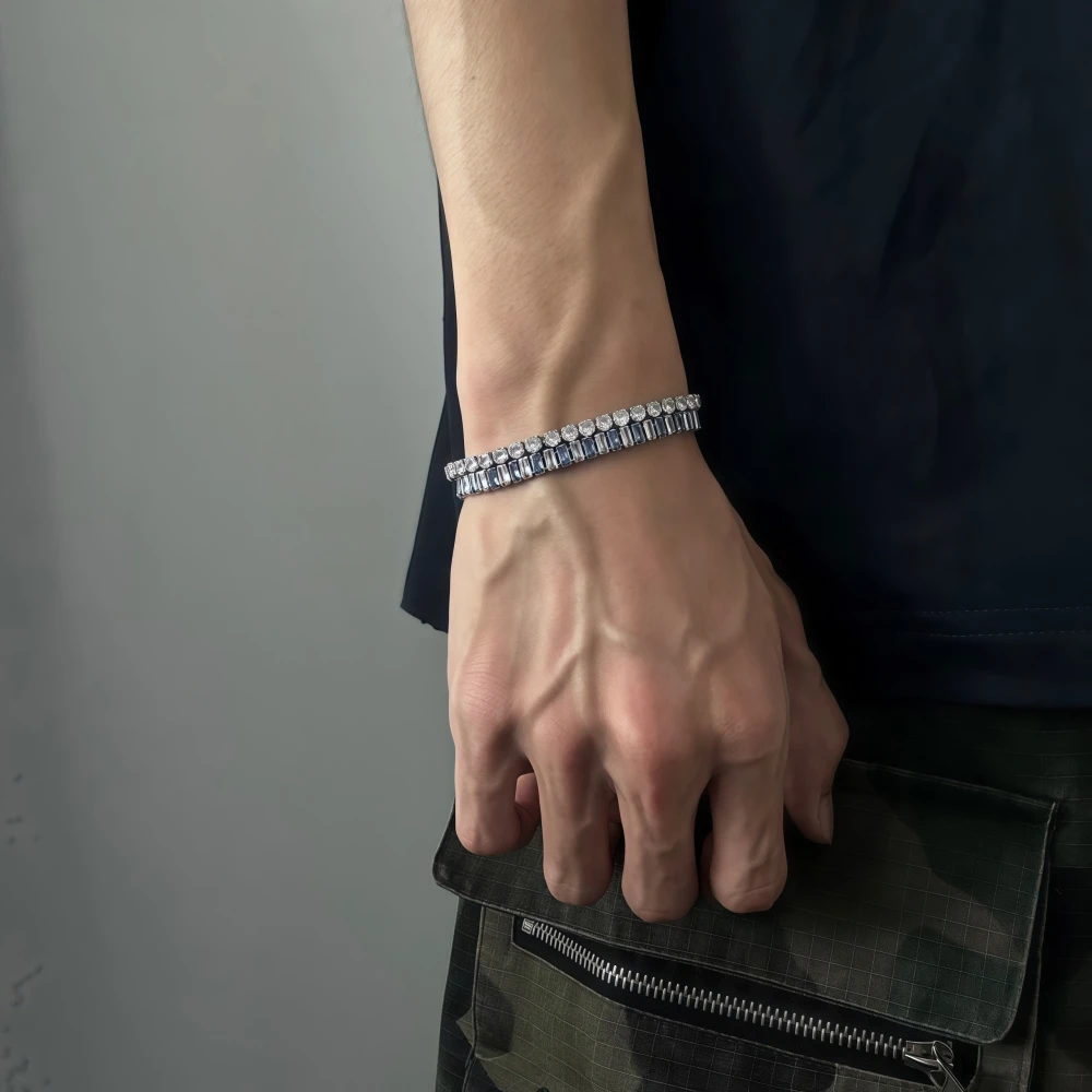 Hip-Hop Luxus Zirkon-Armband für Männer und Frauen Nicht Verblassendes Titan-Stahl Punk Fitness-Armband Paar-Schmuck Valentinstag-Geschenk – Detail 4
