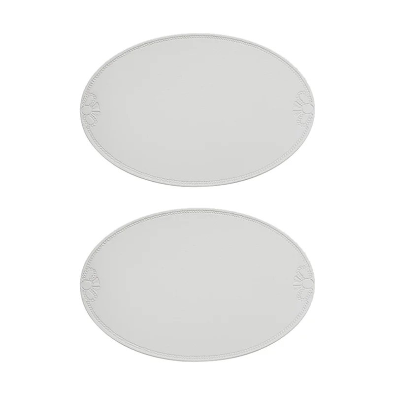 

P4-2 PCS Retro Placemat European French Style Oval Insulation Mat PU Leather Western Dining Table Mat Home E